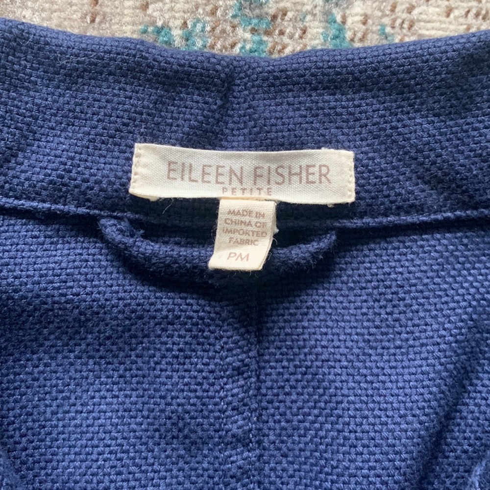 Eileen Fisher High Collar Navy Blazer - Picture 5 of 11